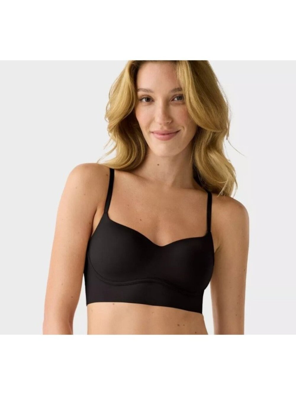 True & Co. Women's Lightly Lined Wireless Balconette Bralette - Black Size M